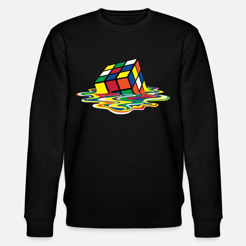 Rubik's Cube Melting Cube - Stanley/Stella CHANGER Unisex Organic Sweatshirt - black
