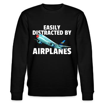 Flugzeug Flieger Pilot Fliegen Flug - Stanley/Stella Unisex Bio-Sweatshirt CHANGER  - Schwarz - Vorne - Nik (191cm) & Marisol (170cm)
