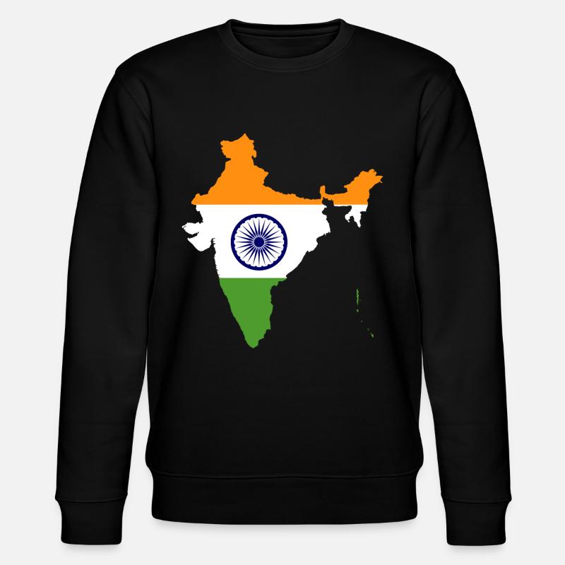 India flag gift idea map - Stanley/Stella CHANGER Unisex Organic Sweatshirt - black