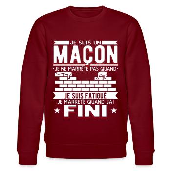 Maçon Maçonnerie Humour Macon - Sweat bio CHANGER Stanley/Stella Unisexe - bordeaux - Devant - Nik (191cm) & Marisol (170cm)