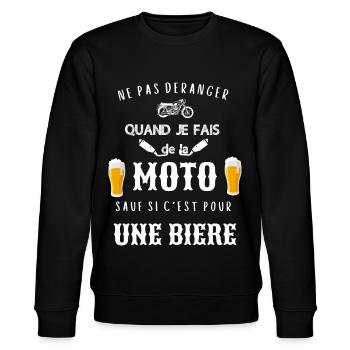 Ne pas déranger moto sauf pour une bière cadeau - Sweat bio CHANGER Stanley/Stella Unisexe - noir - Devant - Nik (191cm) & Marisol (170cm)