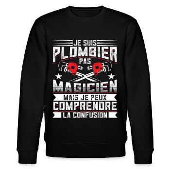 Plombier Humour Plombiers - Sweat bio CHANGER Stanley/Stella Unisexe - noir - Devant - Nik (191cm) & Marisol (170cm)