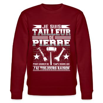 Tailleur de Pierre Humour - Sweat bio CHANGER Stanley/Stella Unisexe - bordeaux - Devant - Nik (191cm) & Marisol (170cm)
