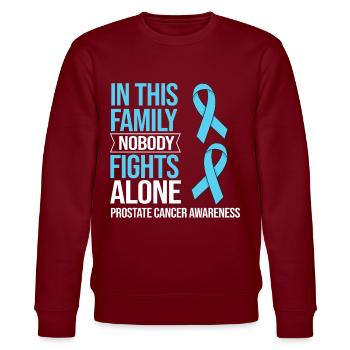Prostate Cancer Prostate Cancer Chemo - Stanley/Stella CHANGER Unisex Organic Sweatshirt - burgundy - Front - Nik (191cm) & Marisol (170cm)