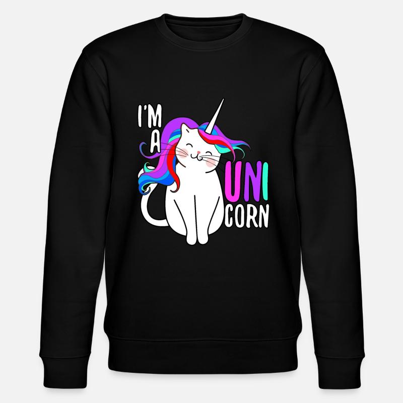 Einhorn Katze Geschenk - Stanley/Stella Unisex Bio-Sweatshirt CHANGER - Schwarz