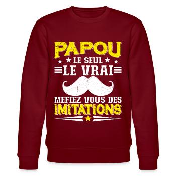 Papou Fete Des Grand Père Papy - Sweat bio CHANGER Stanley/Stella Unisexe - bordeaux - Devant - Nik (191cm) & Marisol (170cm)
