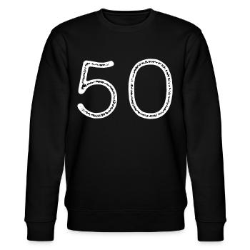 50 - Zahl - Geburtstag - Stanley/Stella Unisex Bio-Sweatshirt CHANGER  - Schwarz - Vorne - Nik (191cm) & Marisol (170cm)