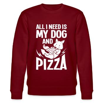 Pizza Hund Essen Pizzeria Italienisch Welpen - Stanley/Stella Unisex Bio-Sweatshirt CHANGER  - Burgunderrot - Vorne - Nik (191cm) & Marisol (170cm)