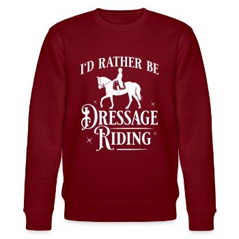 Dressur Reiten Pferd Training Dressurreiten - Stanley/Stella Unisex Bio-Sweatshirt CHANGER  - Burgunderrot - Vorne - Nik (191cm) & Marisol (170cm)