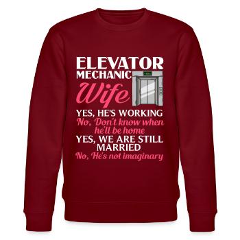Elevator Elevator System Technician Woman Elevator Elevator - Stanley/Stella CHANGER Unisex Organic Sweatshirt - burgundy - Front - Nik (191cm) & Marisol (170cm)
