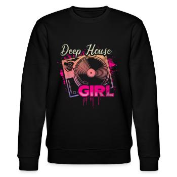 Deep House Musik Girl Disc Jockey - Stanley/Stella Unisex Bio-Sweatshirt CHANGER  - Schwarz - Vorne - Nik (191cm) & Marisol (170cm)