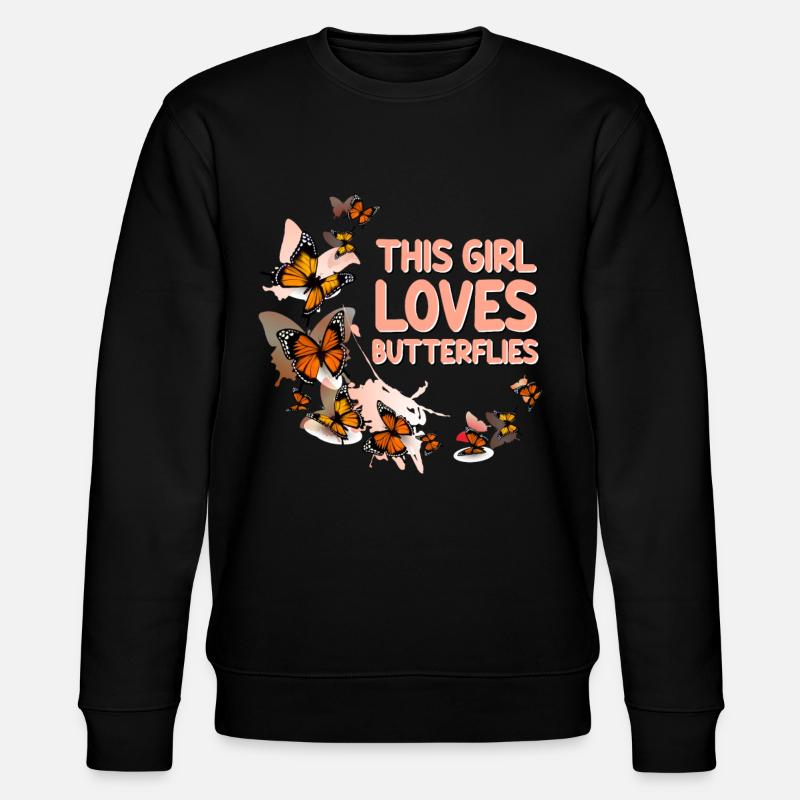 Schmetterlinge Mädchen - Stanley/Stella Unisex Bio-Sweatshirt CHANGER  - Schwarz