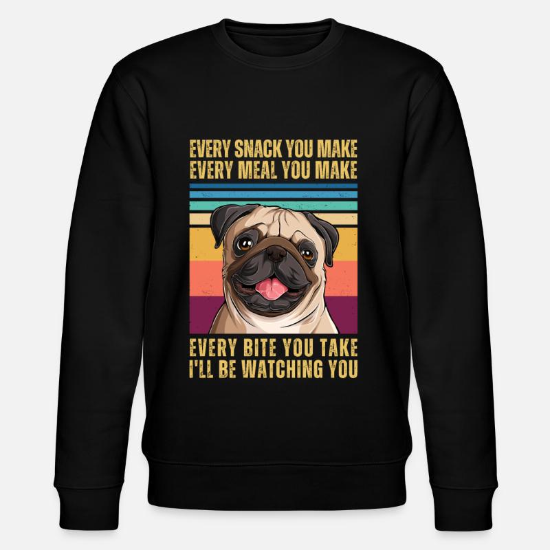 Watching Pug - Stanley/Stella CHANGER Unisex Organic Sweatshirt - black