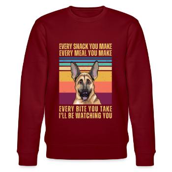 Deutscher Schäferhund beobachten - Stanley/Stella Unisex Bio-Sweatshirt CHANGER  - Burgunderrot - Vorne - Nik (191cm) & Marisol (170cm)