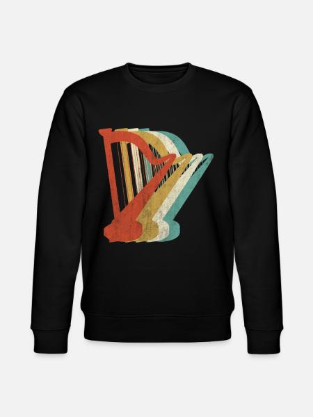 Retro Harp Instrument - Stanley/Stella CHANGER Unisex Organic Sweatshirt - black