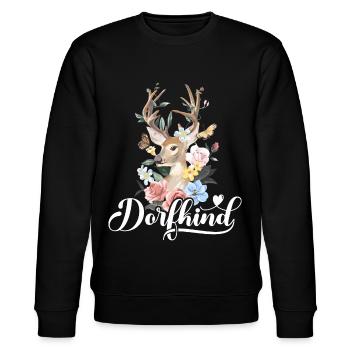 Dorfkind T-Shirt Damen Trachtenshirt Kinder Tracht - Stanley/Stella Unisex Bio-Sweatshirt CHANGER  - Schwarz - Vorne - Nik (191cm) & Marisol (170cm)
