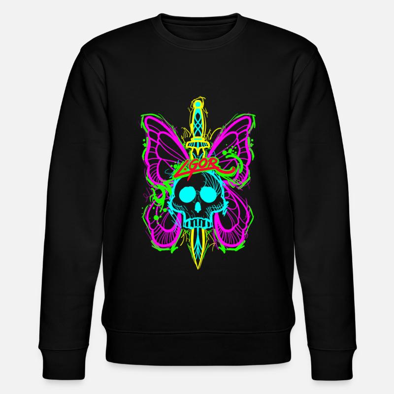 Totenkopf Schmetterling mit Dolch - Stanley/Stella Unisex Bio-Sweatshirt CHANGER - Schwarz