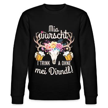Trachtenshirt Damen Trachten T-Shirt Dirndl Saufen - Stanley/Stella Unisex Bio-Sweatshirt CHANGER  - Schwarz - Vorne - Nik (191cm) & Marisol (170cm)