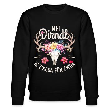 Ersatz Dirndl Schwangerschaft Umstandsdirndl Shirt - Stanley/Stella Unisex Bio-Sweatshirt CHANGER  - Schwarz - Vorne - Nik (191cm) & Marisol (170cm)