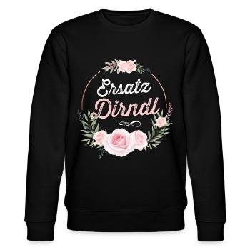 Ersatz Dirndl Shirt Trachten Damen Trachtenshirt - Stanley/Stella Unisex Bio-Sweatshirt CHANGER  - Schwarz - Vorne - Nik (191cm) & Marisol (170cm)