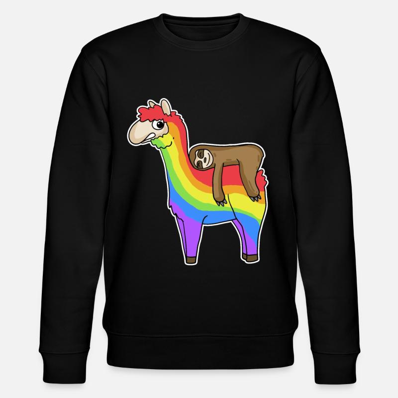 Alpaca Sloth Rainbow Christmas - Stanley/Stella CHANGER Unisex Organic Sweatshirt - black