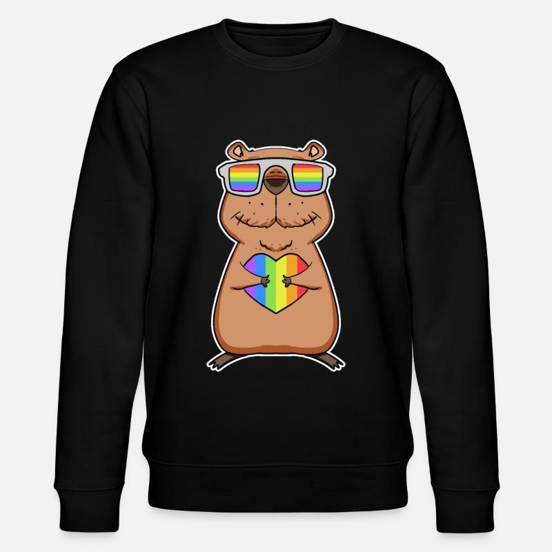 Capybara Capybara Regnbåge - Ekologisk sweatshirt CHANGER unisex från Stanley/Stella - svart