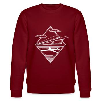 Papierflieger Flugzeug Traum Tattoo Geschenk - Stanley/Stella Unisex Bio-Sweatshirt CHANGER  - Burgunderrot - Vorne - Nik (191cm) & Marisol (170cm)