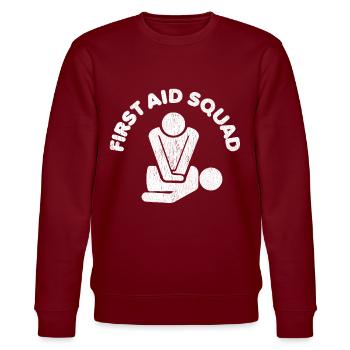 First Aid Squad CPR Instructors - Stanley/Stella CHANGER Unisex Organic Sweatshirt - burgundy - Front - Nik (191cm) & Marisol (170cm)