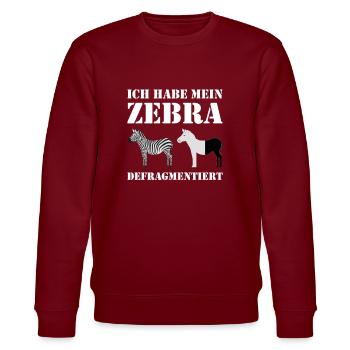 Lustiges Informatik Zebra Defragmentiert Geschenk - Stanley/Stella Unisex Bio-Sweatshirt CHANGER  - Burgunderrot - Vorne - Nik (191cm) & Marisol (170cm)