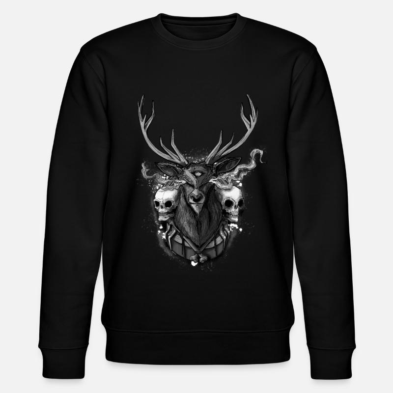 Cerf - BONE SQL PRY - Sweat bio CHANGER Stanley/Stella Unisexe - noir