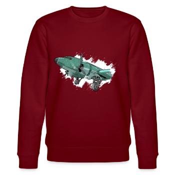 Vintage Airplane Vintage Aircraft Flugzeug - Stanley/Stella Unisex Bio-Sweatshirt CHANGER  - Burgunderrot - Vorne - Nik (191cm) & Marisol (170cm)
