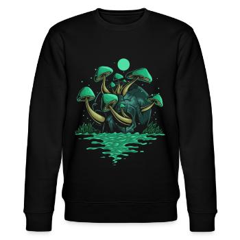 Magic Mushrooms Psychedelic Techno Rave Festival - Stanley/Stella Unisex Bio-Sweatshirt CHANGER  - Schwarz - Vorne - Nik (191cm) & Marisol (170cm)