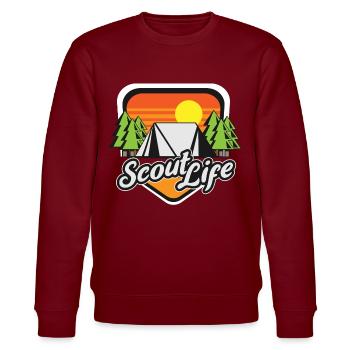 Scout Life Scouting Liebhaber Wandern Camping - Stanley/Stella Unisex Bio-Sweatshirt CHANGER  - Burgunderrot - Vorne - Nik (191cm) & Marisol (170cm)