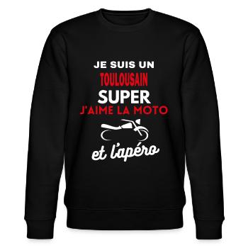 simple moto phrase drôle apéro TOULOUSAIN - Sweat bio CHANGER Stanley/Stella Unisexe - noir - Devant - Nik (191cm) & Marisol (170cm)