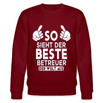 Betreuer Spruch - Stanley/Stella Unisex Bio-Sweatshirt CHANGER  - Burgunderrot - Vorne - Nik (191cm) & Marisol (170cm)
