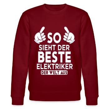 Elektriker Spruch - Stanley/Stella Unisex Bio-Sweatshirt CHANGER  - Burgunderrot - Vorne - Nik (191cm) & Marisol (170cm)
