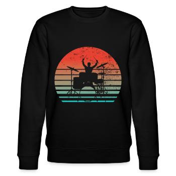 Drums Schlagzeuger Schlagzeugspieler Drummer - Stanley/Stella Unisex Bio-Sweatshirt CHANGER  - Schwarz - Vorne - Nik (191cm) & Marisol (170cm)