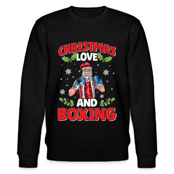 Kerst Liefde Boxing Boxer kerstcadeau - Stanley/Stella Uniseks bio-sweatshirt CHANGER  - zwart - Voor - Nik (191cm) & Marisol (170cm)