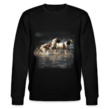 Springer Spaniels - Stanley/Stella Unisex Bio-Sweatshirt CHANGER  - Schwarz - Vorne - Nik (191cm) & Marisol (170cm)