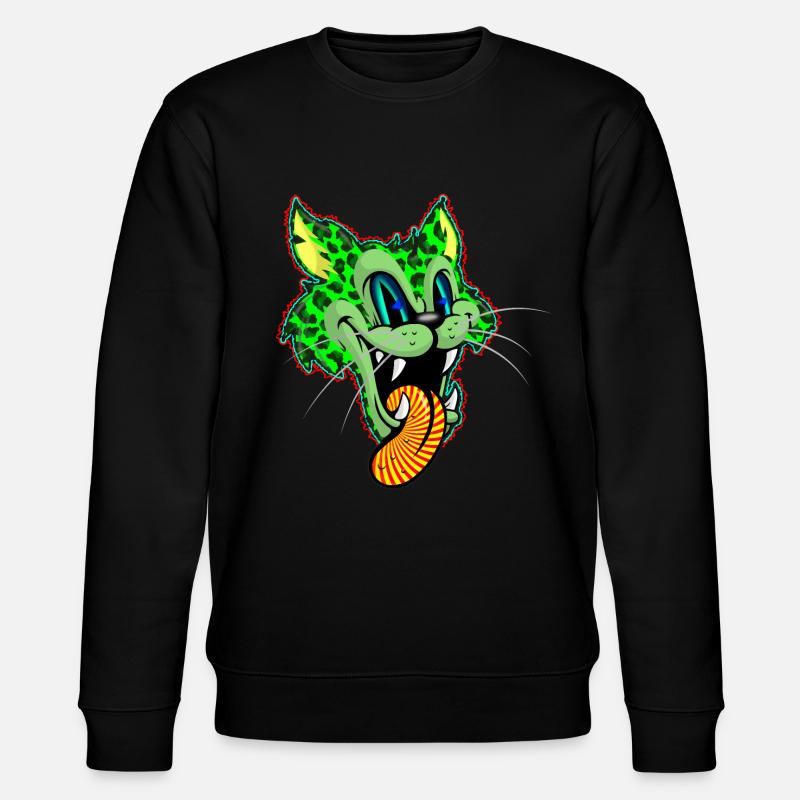 Leopard Green Comic Psychedelic - Stanley/Stella CHANGER Unisex Organic Sweatshirt - black