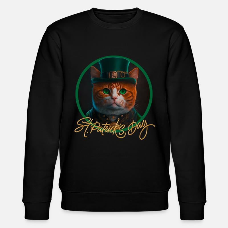 St Patrick's Day cat - Stanley/Stella CHANGER Unisex Organic Sweatshirt - black