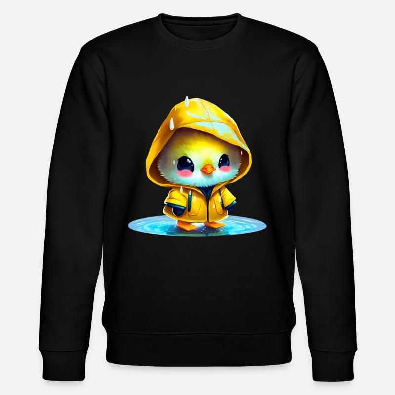 Raincoat wearing chick in puddle - Stanley/Stella CHANGER Unisex Organic Sweatshirt - black