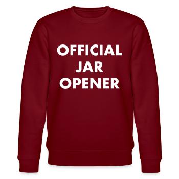 Official Jar Opener - Stanley/Stella CHANGER Unisex Organic Sweatshirt - burgundy - Front - Nik (191cm) & Marisol (170cm)