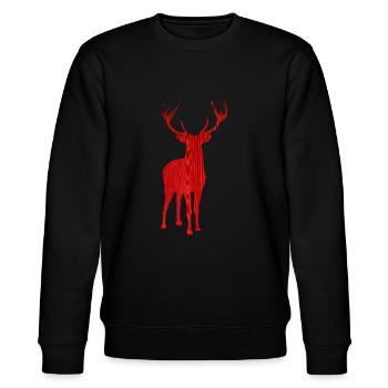 Rentier Weihnachtlich - Stanley/Stella Unisex Bio-Sweatshirt CHANGER  - Schwarz - Vorne - Nik (191cm) & Marisol (170cm)