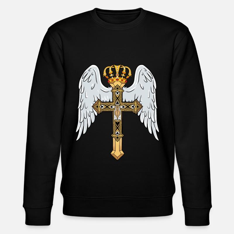 Himmlisches Kreuz mit Krone - Stanley/Stella Unisex Bio-Sweatshirt CHANGER  - Schwarz