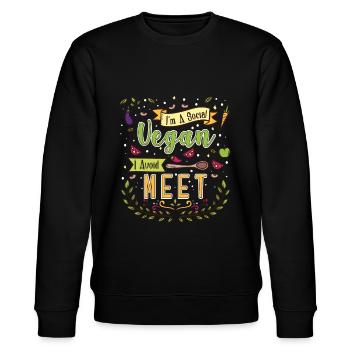 Sozialer Verganer Treffen Vermeiden Obst Geschenk - Stanley/Stella Unisex Bio-Sweatshirt CHANGER  - Schwarz - Vorne - Nik (191cm) & Marisol (170cm)