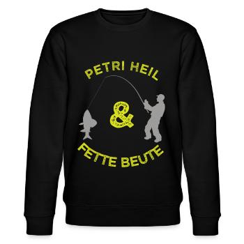 Petri Heil et son gros pêcheur - Sweat bio CHANGER Stanley/Stella Unisexe - noir - Devant - Nik (191cm) & Marisol (170cm)