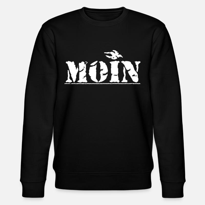 Das Norddeutsche Moin Mit Möwe Shirt - Stanley/Stella Unisex Bio-Sweatshirt CHANGER  - Schwarz