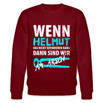 Heimwerker Helmut - Stanley/Stella Unisex Bio-Sweatshirt CHANGER  - Burgunderrot - Vorne - Nik (191cm) & Marisol (170cm)