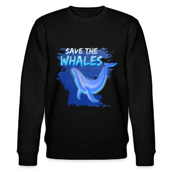 Rettet die Wale Wal Blauwal - Stanley/Stella Unisex Bio-Sweatshirt CHANGER  - Schwarz - Vorne - Nik (191cm) & Marisol (170cm)